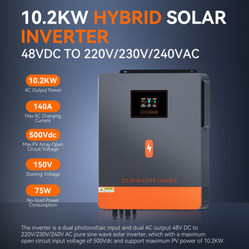 10.2KW 48V Solar Hybrid Inverter Off/On Grid Pure Sine Wave 180A MPPT Controller - Picture 4 of 18
