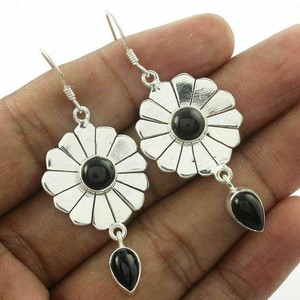 925-Sterling-Silver-Black-Onyx-Gemstone-Earrings-Jewelry