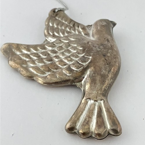 Silver Flying Dove Bird, Hollow Ornament 4”H Vintage Made In China Ornithology - Picture 8 of 9