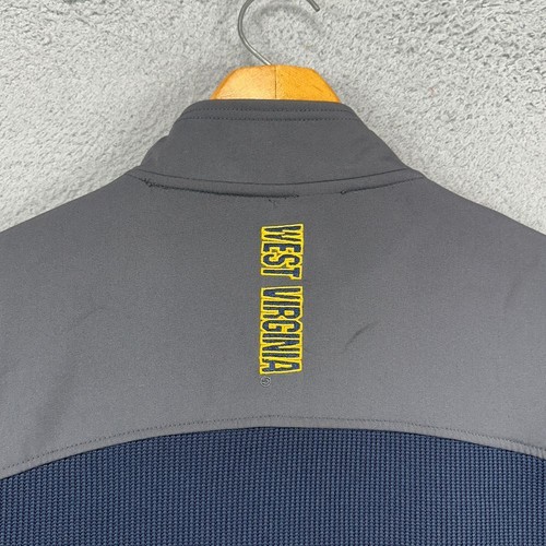 West Virginia Pullover Jacket Mens Large Blue Gray Quarter Zip Stretch Colosseum - Picture 8 of 11