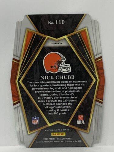 2021 Select Nick Chubb Die-Cut Gold & Lime card 110 Cleveland Browns - Picture 2 of 2