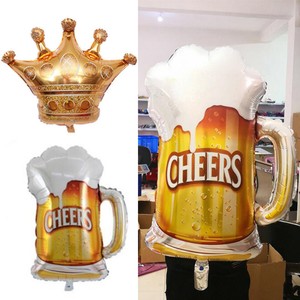 Golden Crown Cheers Beer Mug Clear Helium Balloon Your Birthday