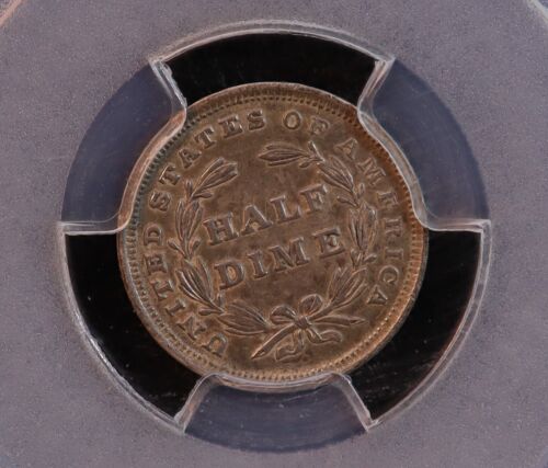 1838 Seated Half Dime "No Drapery, Large Stars" - PCGS AU53 - Lovely Original! - Picture 8 of 11