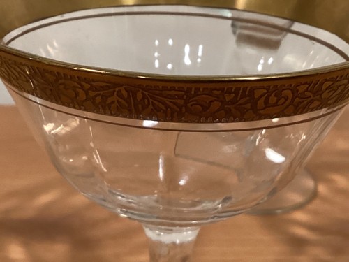 Set 4 Tiffin Franciscan Minton Vintage Optic Small Champagne Glasses Gold Trim - Picture 5 of 10