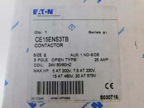 Eaton NSB CE15ENS3TB Other Contactors 3P 25A 24V 50/60Hz E Frame 1NO