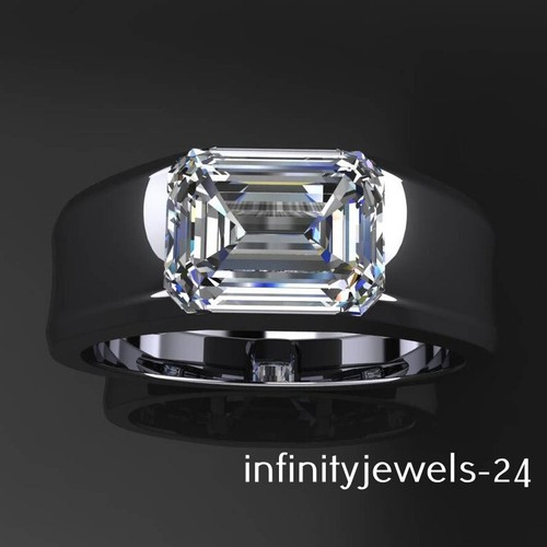 1.49CT Round Lab-Created Diamond Men's Engagement Wedding Ring 14K White Gold FN - Picture 5 of 6