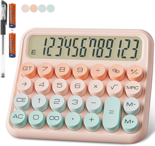 Mechanical Calculator 12 Digit Extra Large 5-Inch LCD Display, Battery Desk Cal - Picture 7 of 12