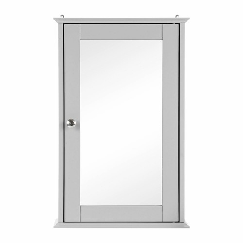Grey Wooden Single Mirror Door Indoor Wall Mountable Bathroom Cabinet Shelf New - Picture 3 of 7