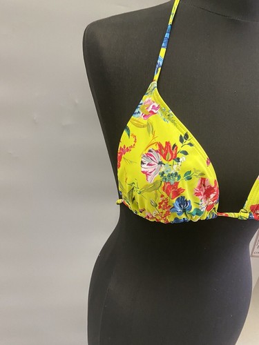 New Debenhams Pieces Naomi Mini Brazilian Lime Floral Bikini top bra Size 10 - Picture 2 of 14