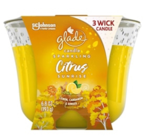 Glade 3-Wick Candle 1 CT, Citrus Sunrise, 6.8 OZ. Total, Air Freshener - Picture 1 of 1