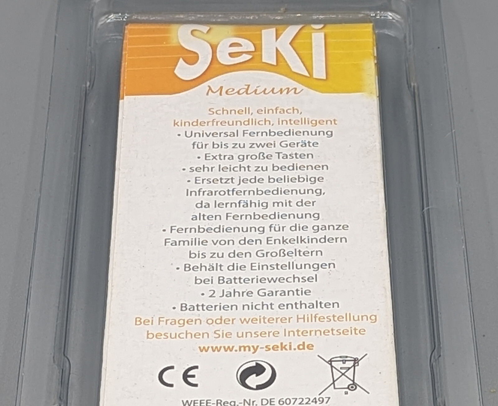 SeKi EASY Plus / lernbare Fernbedienung in schwarz / mit extra grossen Tasten