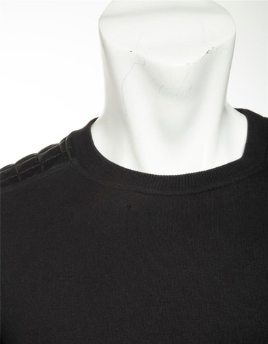 BALMAIN 2015 Mens Black Cotton Quilted Zipper Pullover BIKER MOTO Sweatshirt M - Picture 5 of 7