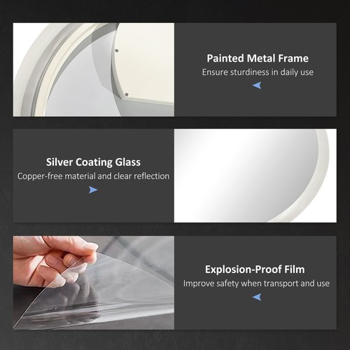 kleankin Illuminated Mirror LED 3 Colours Defog Film Bathroom, Refurbished - Picture 5 of 11