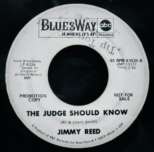 JIMMY REED: The Judge Should Know~2 Blues 45's~BLUESWAY #61025~1 Stock + 1 Promo - Picture 3 of 6