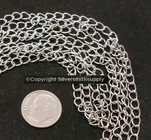 6' White gold plated bulk twist cable link 5.5mm make necklace extenders ch068 - Picture 2 of 3