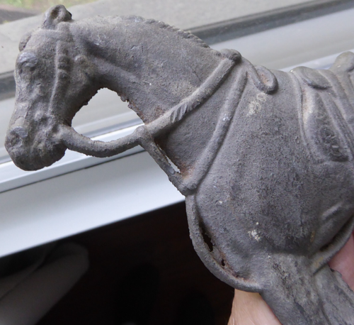 VTG or Antique Lead Horse W Saddle Mailbox or Fence Topper 9" Long 8" Tall 2.3LB - Picture 5 of 11