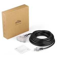 Indoor/Outdoor Heavy Duty 15 ft. Power Extension Cord w/ Triple Lighted Outlets
