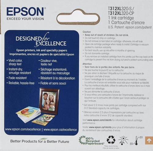 Original Epson 312XL High Yield T312XL Ink Cartridge Black Cyan Magenta yellow - Picture 6 of 24