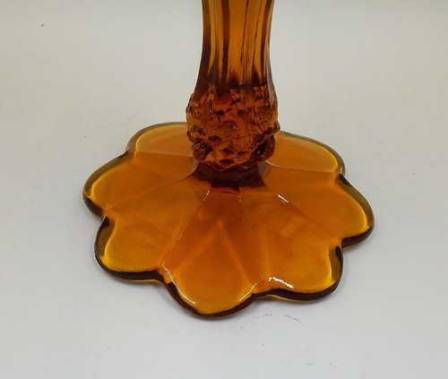 Fenton Cabbage Rose Amber Compote Pedestal Bowl Candy Dish - Picture 7 of 12