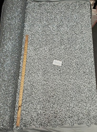 DK Gray 4 Way Stretch Nylon Spandex Mesh Sequin Embroidered Fabric "Spider Web"  - Picture 1 of 6