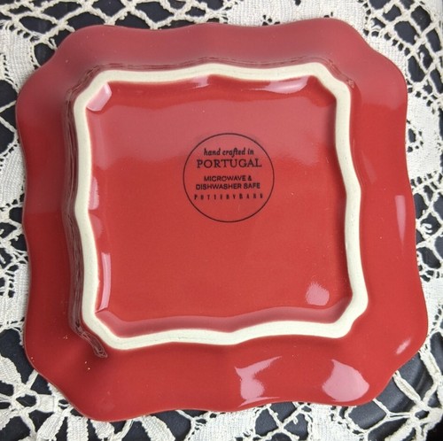 Pottery Barn Set of 6 hors d'oeurve Plates ~5x5 Inches Red Color Portugal DEC21 - Picture 8 of 11
