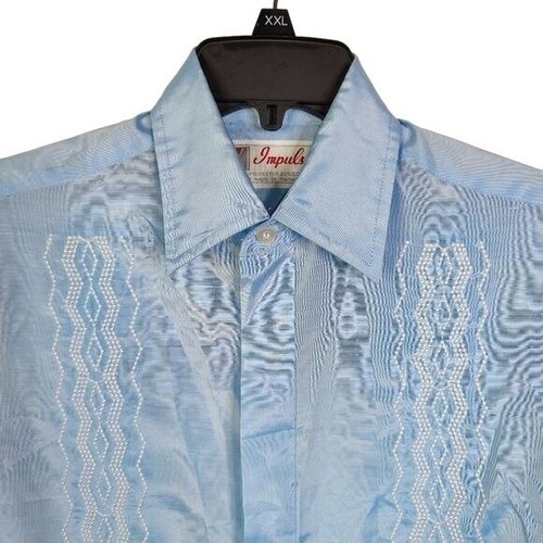 Vintage Cuban Caribbean Style Cool Light-weight Button Down Shirt Pockets Small - Picture 3 of 6