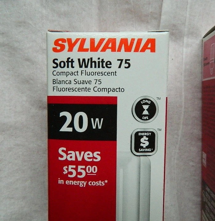 Sylvania Compact Fluorescent Soft White Light Bulbs (3) CF20EL 20 Watts 29308 - Image 2 of 4