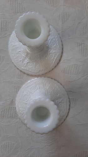 Coppia di candelabri Duncan & Miller in vetro per latte sandwich - Foto 4 di 5