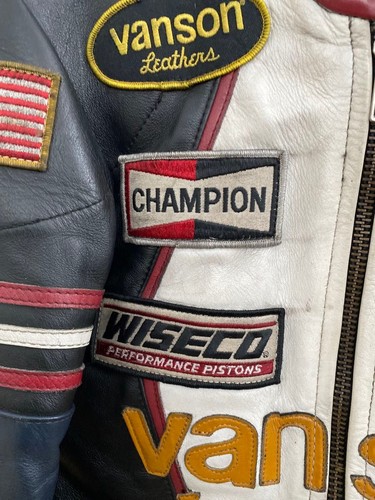 Vanson One Star Motorcycle Race Leather Jacket Black White Size 34 - Picture 5 of 19