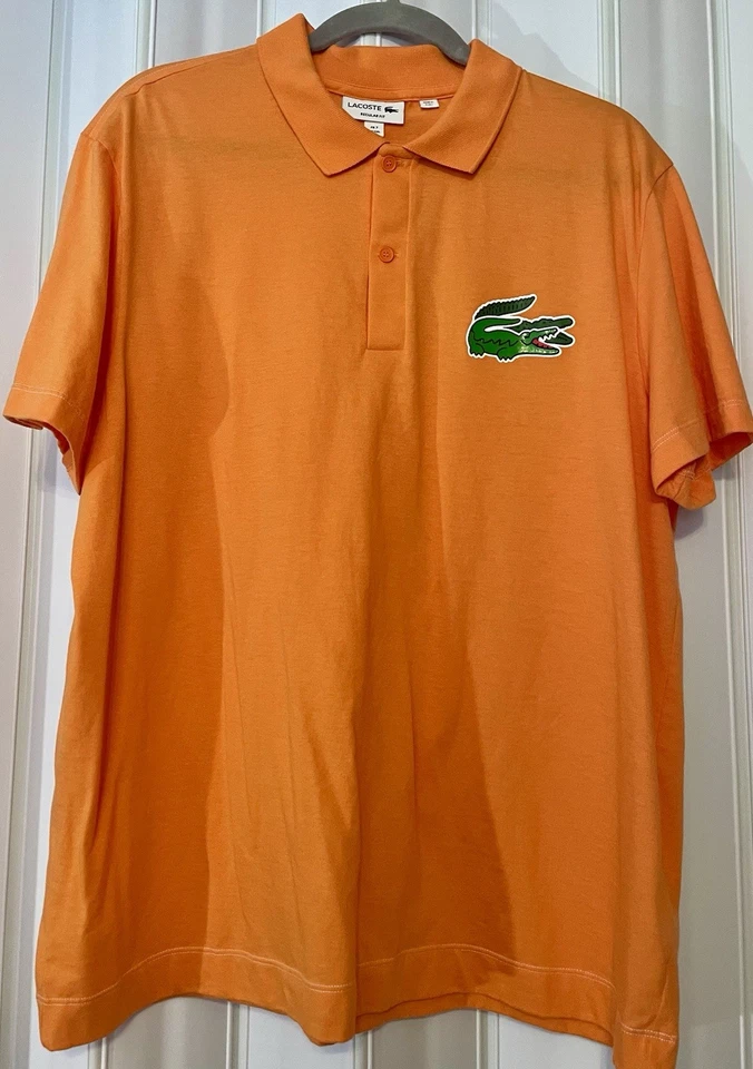 Camisa polo masculina Lacoste 2x Big Croc laranja limitada •EUA L/XL FR#7 GOLF ajuste regular - Imagem 2 de 4