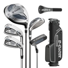 1Goto-G 7-Pc LH Golf Club Set, Bag Hood, 1-wood, 5 Hybrid, 7-Iron, PW, Putter