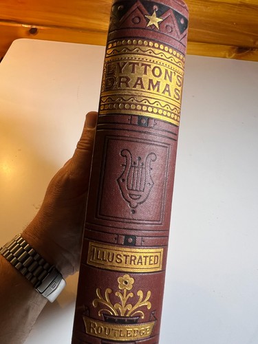 Lytton's Dramas Victorian Decorative Book 1800s Routledge Cover Ornate Gilded - Picture 6 of 24