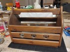 20.5" × 17.5" × 11" (Wide) Vtg Wooden Handled Heart Design Magazine Organizer