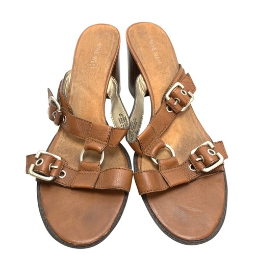 Nine West TEWELS Brown Heels Sandals Leather sz 11 - Picture 5 of 16