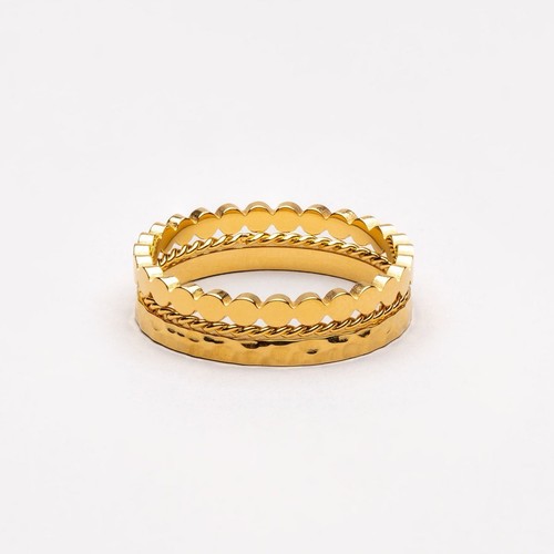 Atolea Daily Rings Set - RRP £69 - 18ct Gold PVD Stainless Steel - Size 5 - Picture 2 of 7