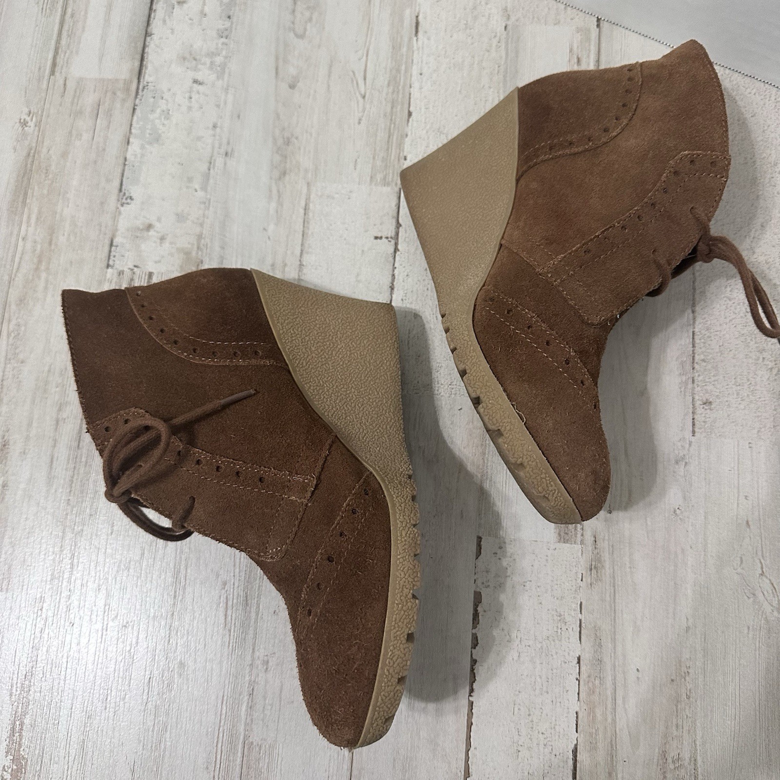 SAOLA Stivali MIA Raphaella zeppa 8M marroni stringati Oxford scamosciati tacco 3" scarpa casual