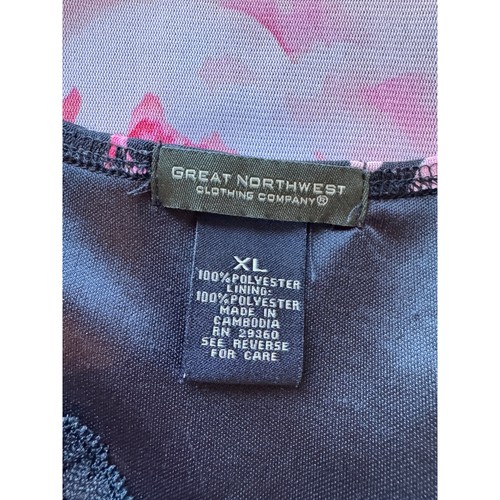 Tolles Northwest Y2K geblümtes Babydoll Oberteil Damen Gr. XL schwarz rosa Spitze 90er 00er - Bild 7 von 9