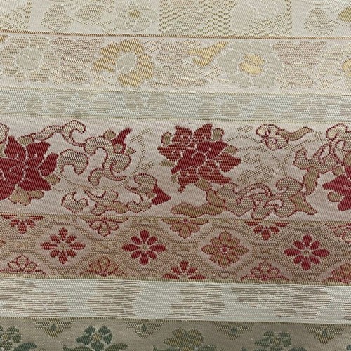 Japanese kimono Silk Nagoya obi Grass and vendu flowers Ara Iso Foil Kin Iro Good 7998