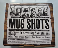 Mug Shots Shot Glasses Set of 6 Infamous Mobsters Bank Robbers and Gunmen