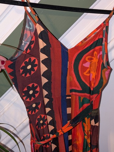 Farm Rio x Anthropologie Taschentuch Tribal Print Midi Wickelkleid Damen Small hell - Bild 5 von 19