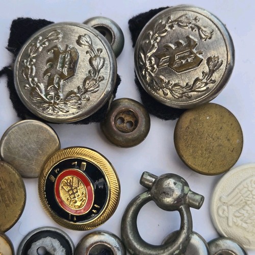 Vintage Antique Metal Buttons Lot Military Brass Enamel Navy Monogram Shank Back - Picture 2 of 19