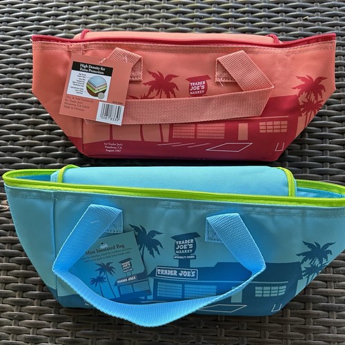 Trader Joe's blau & orange Mini isolierte Kühltasche Brotzeittasche neu - Bild 3 von 7