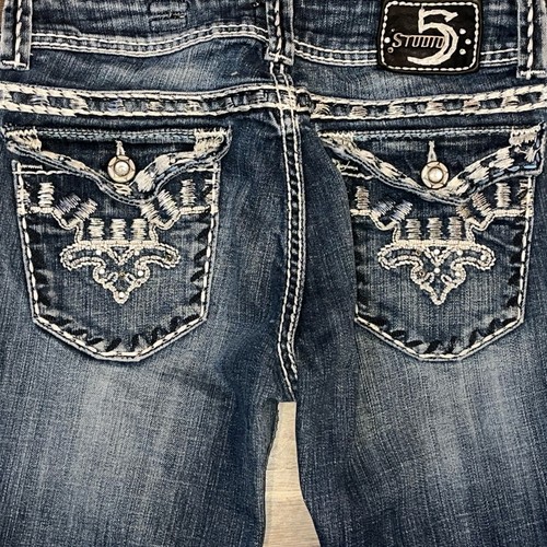 Studio 5 Boot Cut Women’s Distressed Jeans 30x33 White Stitching  - Picture 3 of 14