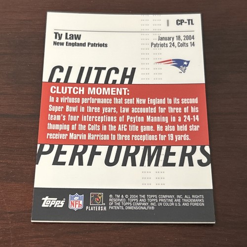 2004 Topps Pristine Clutch Performers Ty Law Patriots GU Jersey - Picture 2 of 2