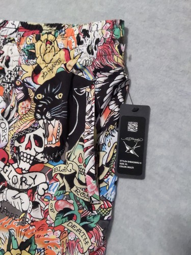 Ed Hardy gefütterte Swin Shorts Totenkopf Panther Print Herren Größe XL Netz 7" Schrittlänge - Bild 5 von 12