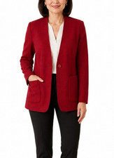 Talbots Petites 12P Red Wool Blend Blazer Jacket One Button Career Chic
