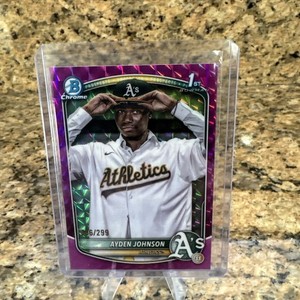 2025 Bowman Chrome Ayden Johnson Fuchsia Geometric Refractor 1st Prospect #/299