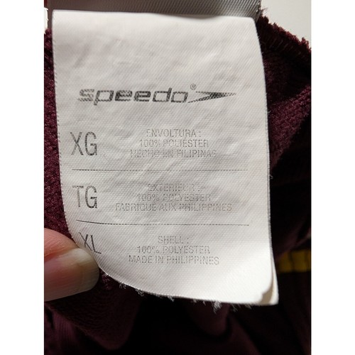 Speedo Size XL Men's Maroon with White and Yellow Stripe Track Sweatpants - Picture 3 of 3