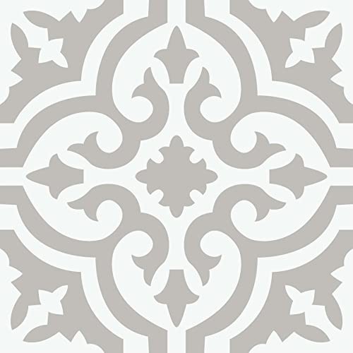  FP3895 Emilia Peel & Stick Floor Tiles, Neutral 12"L x 12"W x 0.06"T Gray