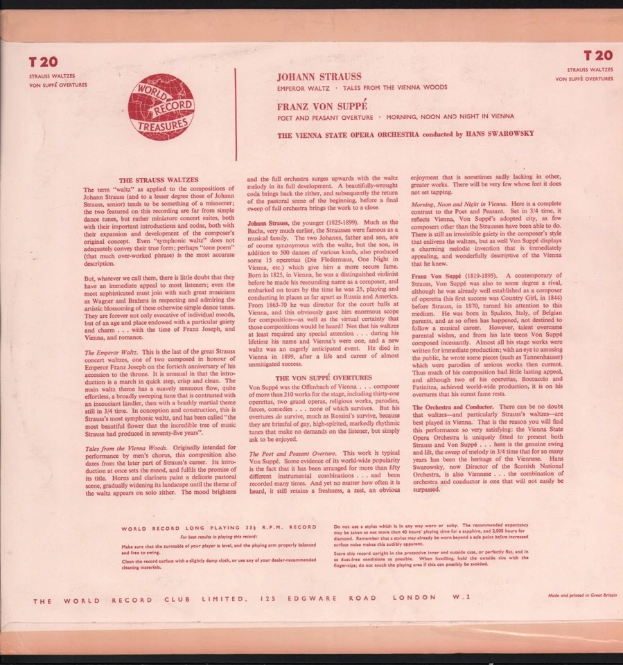 T20 Vienna State Opera Orchestra / Hans Swarowsky Johann Strauss - Emperor Waltz - Image 2 of 4